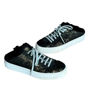 P448 Glittery Black and Gold Sneakers